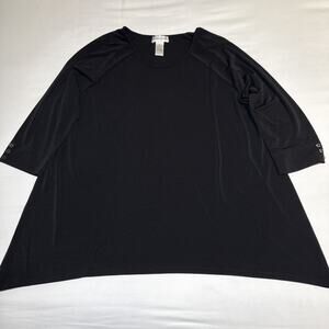 Drapers & Damons 3/4 Sleeve Pullover Tunic Top Womens XL Black Blouse 3/4 Sleeve